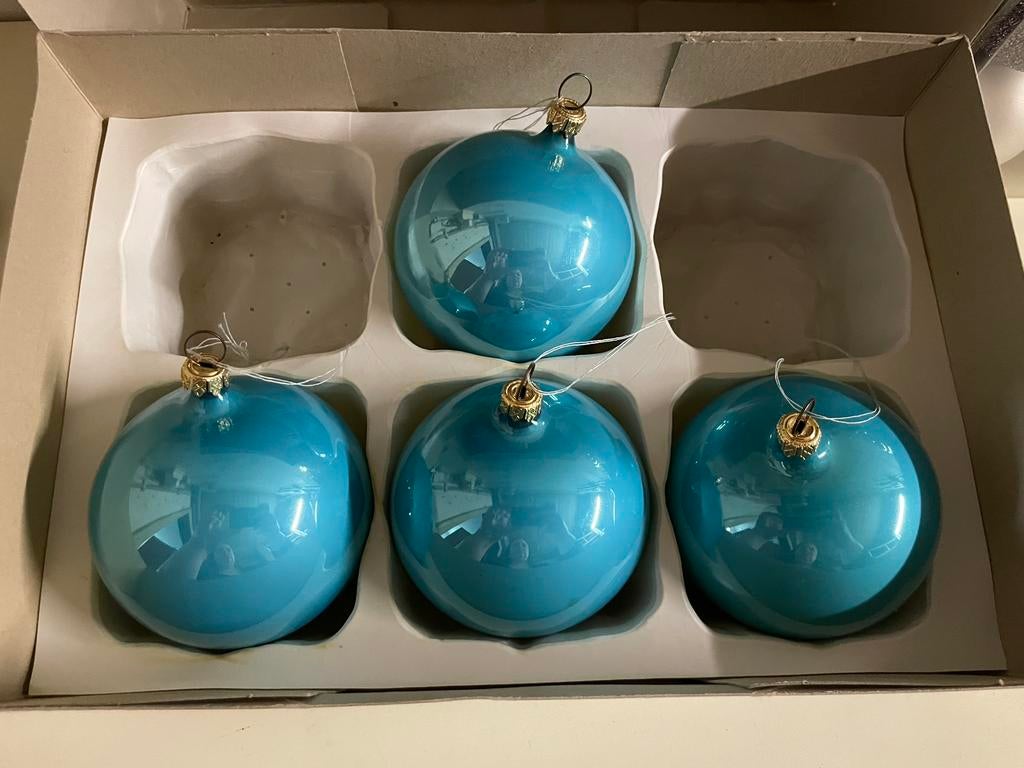 Blauwe kerstballen 4stuks, Ophalen, Zo goed als nieuw