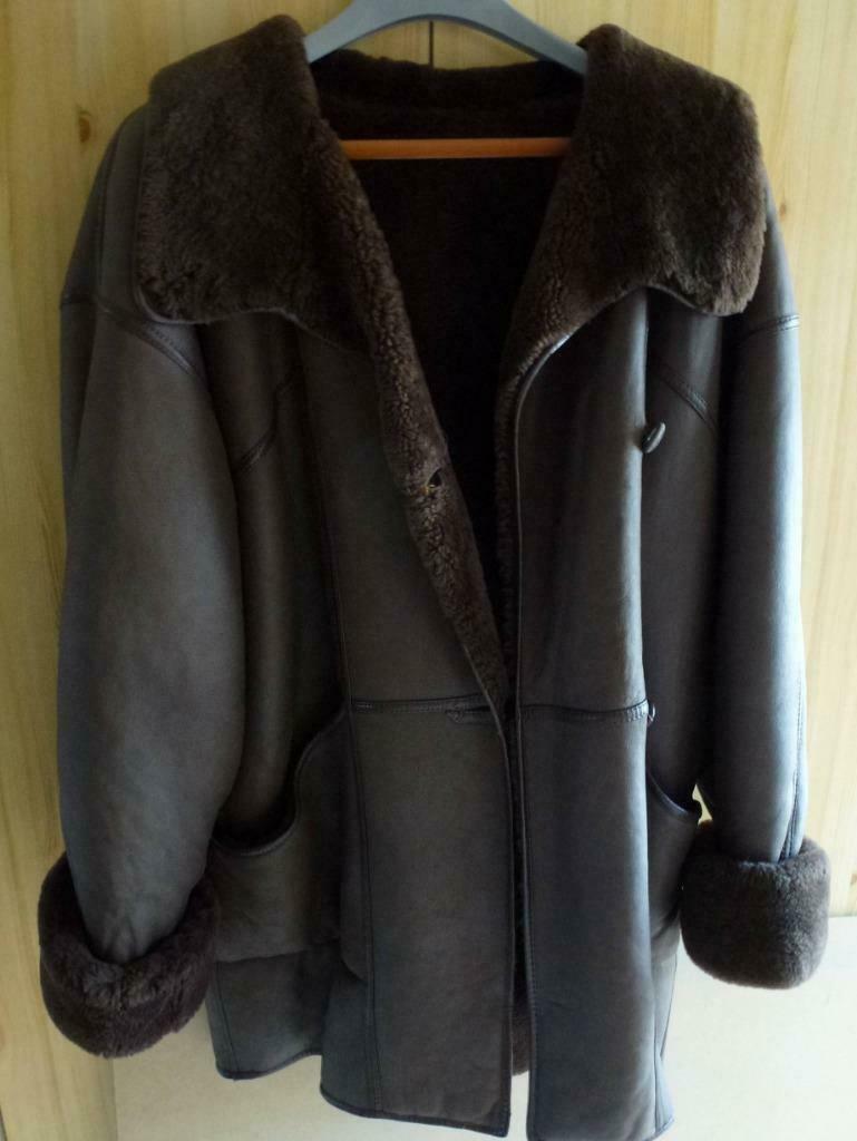 Damesmantel - winter/bruin-zwart/leder - Mouton retourné, Vêtements | Femmes, Vêtements Femmes Autre, Comme neuf, Enlèvement ou Envoi
