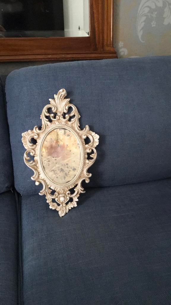 Miroir ancien, porcelaine, signé, Enlèvement ou Envoi