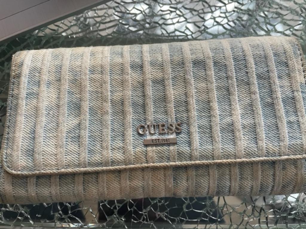 Guess portefeuille JEANS gestreept blauw, Handtassen en Accessoires, Portemonnees, Ophalen of Verzenden, Gebruikt, Blauw, Guess