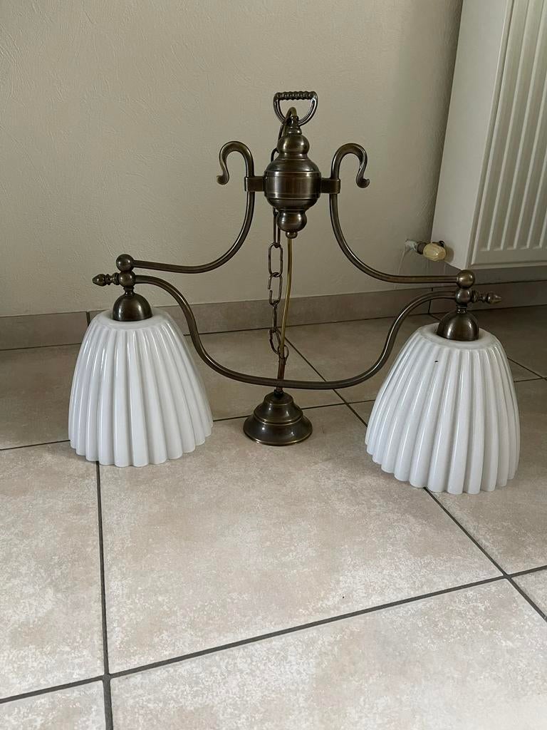 Hanglamp met melkglas, Ophalen, Zo goed als nieuw