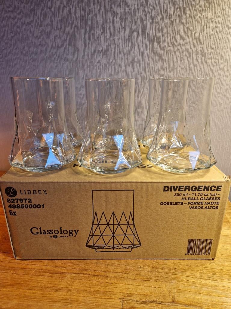 Libbey Divergence hi-ball glazen gobelets, Collections, Enlèvement ou Envoi