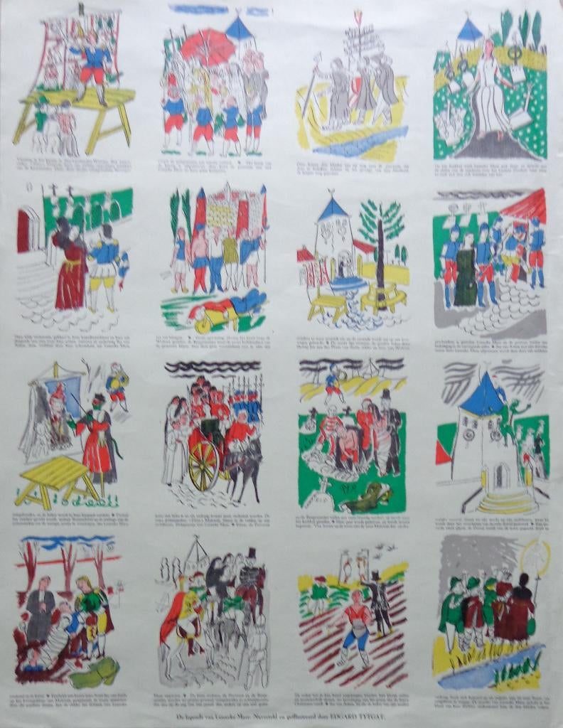 EDGARD TYTGAT / LEGENDE LENNEKE / KLEURHOUTSNEDE / 65x50cm, Enlèvement ou Envoi
