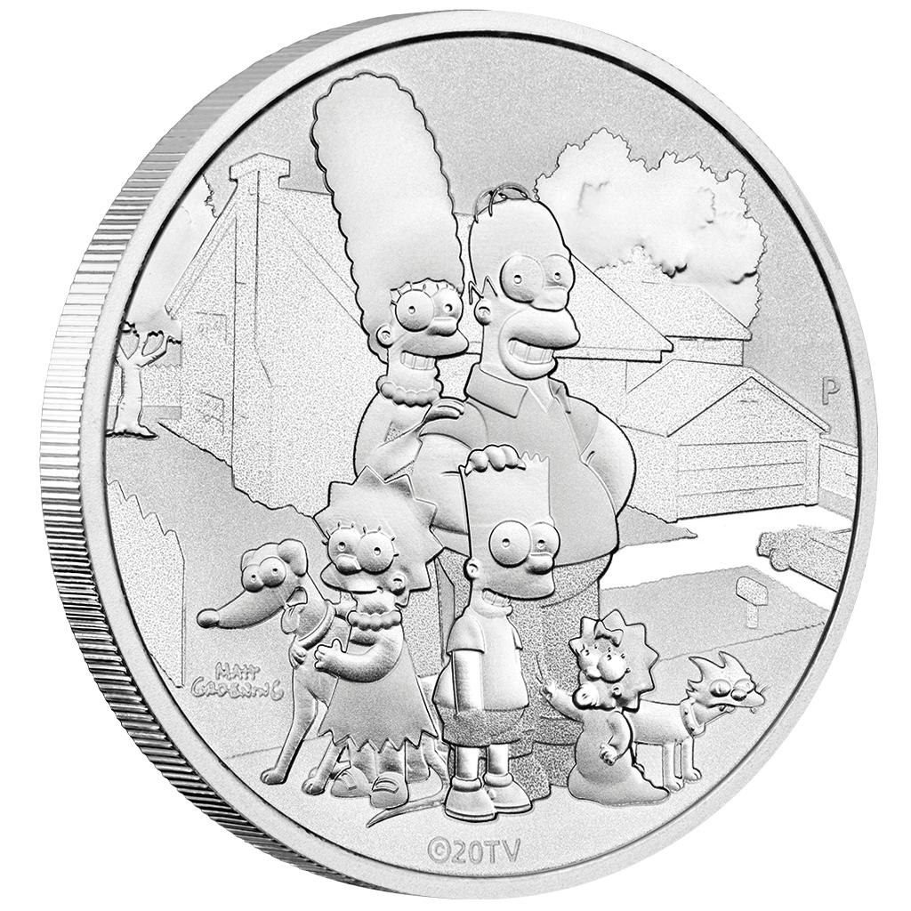 The Simpsons Family - 1 Oz zilver munt 2021 - in Capsule!, Ophalen of Verzenden, Losse munt, Zilver