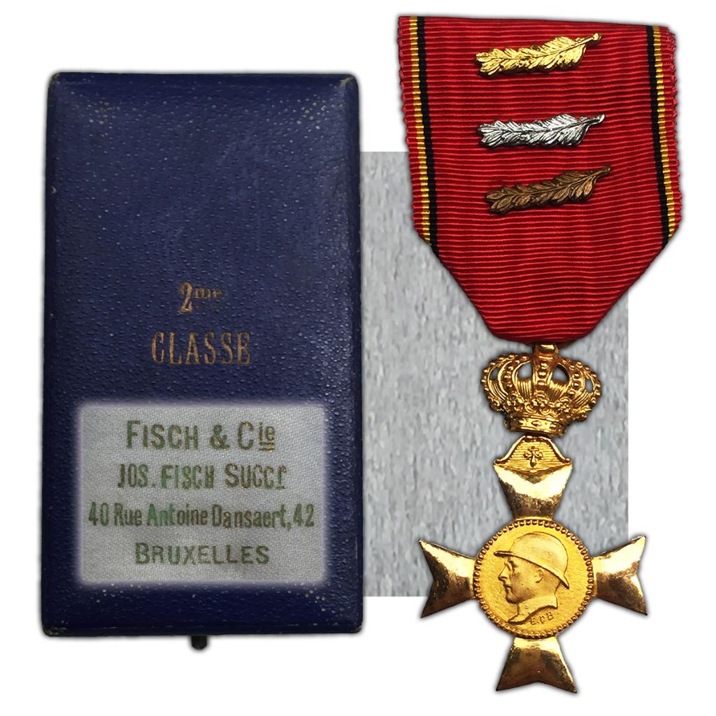 🚨 ABL: VETERANENKRUIS 1909-1934 ALBERT 1- VIS - 3 PALMEN, Verzenden, Landmacht, Lintje, Medaille of Wings
