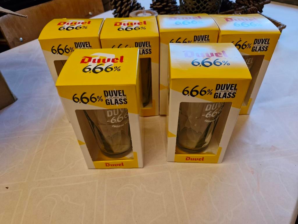 DUVEL 666 GLAZEN IN DOOSJE.  PER STUK / 2 / 4 / 6..., Verzamelen, Ophalen of Verzenden, Nieuw, Duvel