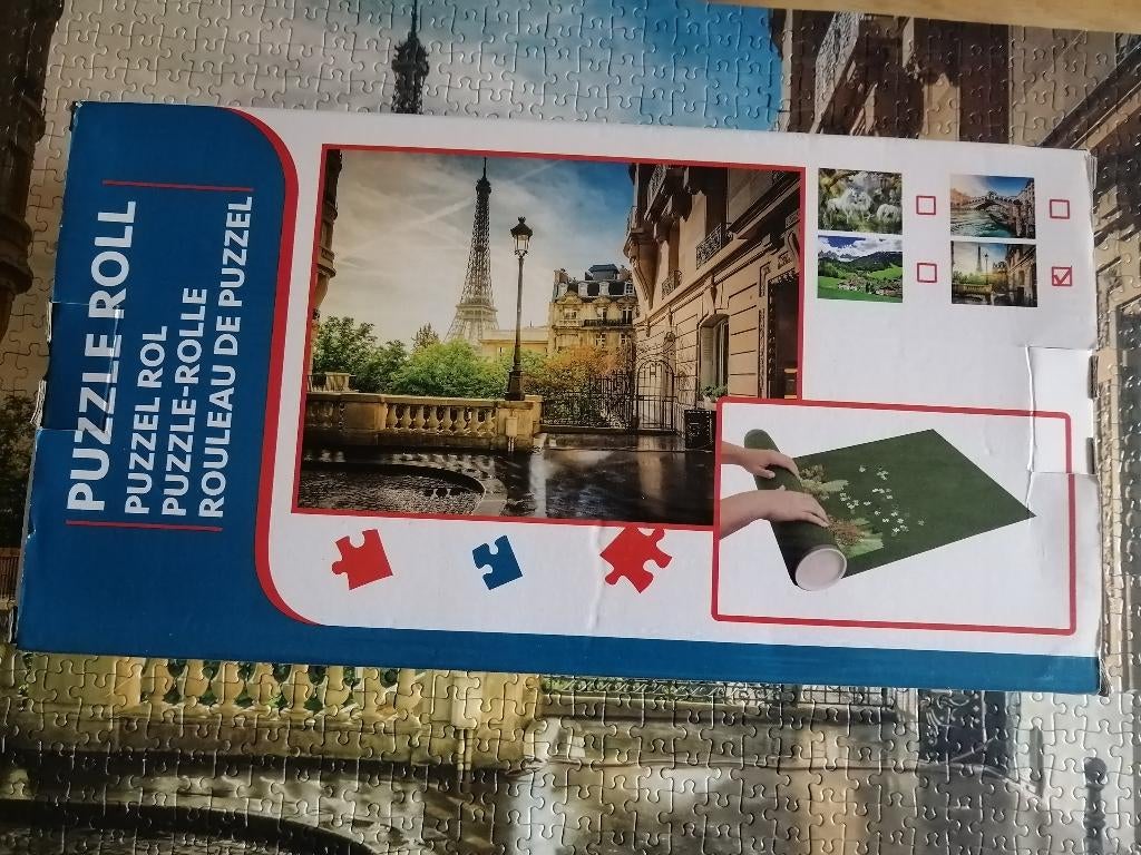Puzzle + Tapis de puzzle 1000 pièces Vue parisienne, Enlèvement ou Envoi, Comme neuf, Puzzle