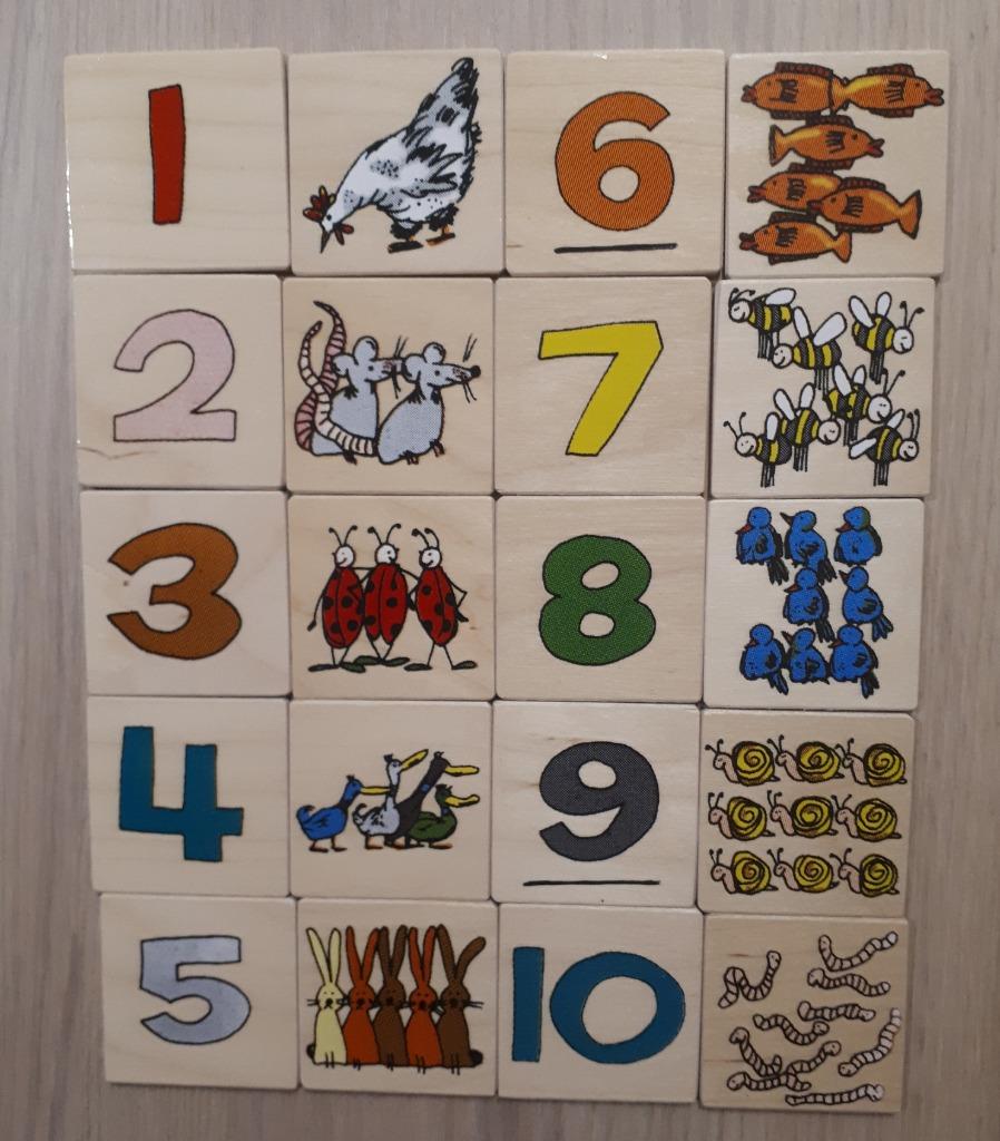 Janbibejan - houten telkaartjes met dieren, zeer goede staat, Ophalen of Verzenden, Gebruikt, Overige typen