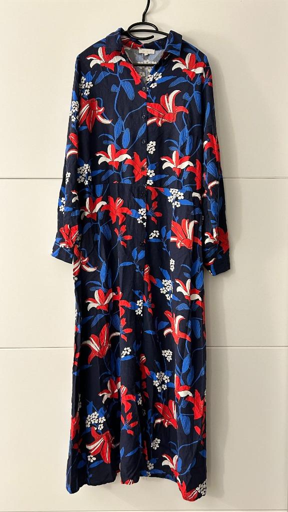 Bel & Bo lang donkerblauw kleed met bloemenprint, Blauw, Ophalen of Verzenden, Zo goed als nieuw, Onder de knie