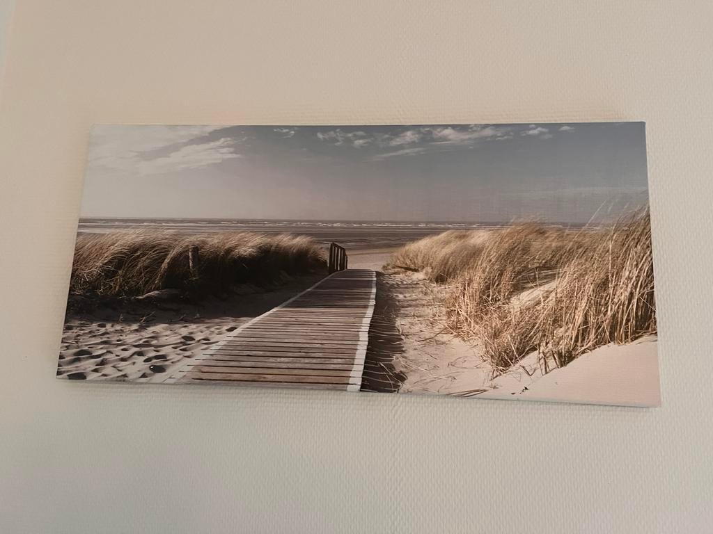 Toile photo plage, mer et dunes 68 x 33, Enlèvement ou Envoi, Comme neuf, Imprimé