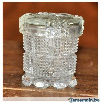 petit boite ronde en cristal avec couvercle, Antiquités & Art