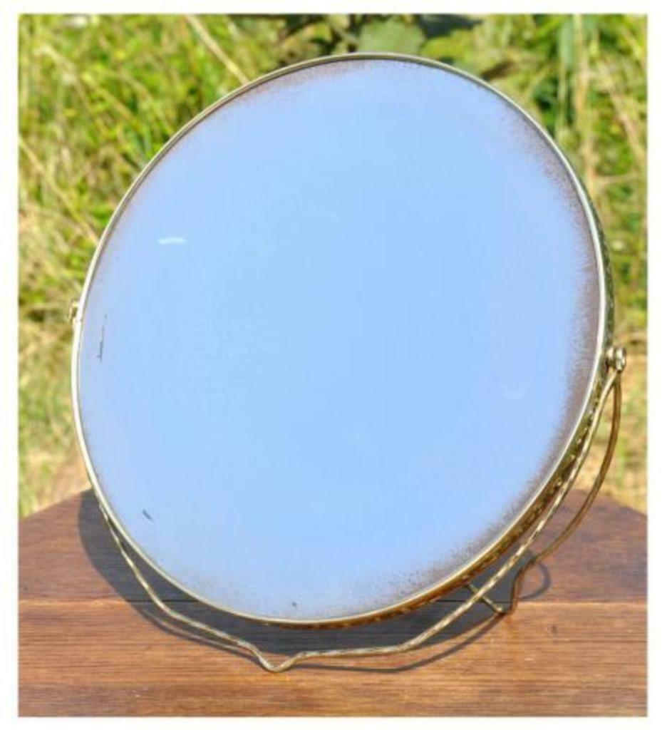 ancien miroir double face a poser ou suspendre, Ophalen of Verzenden, Rond