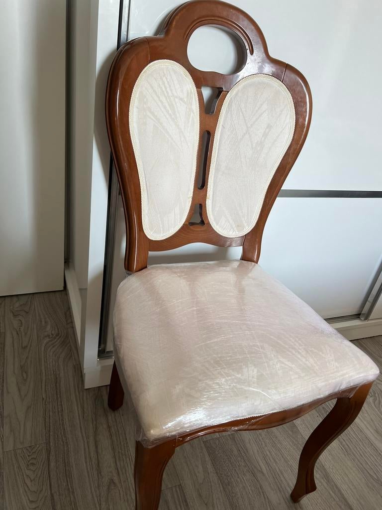 6 chaises vintage en bois avec sièges en tissu, Antiquités & Art, Antiquités | Meubles | Chaises & Canapés, Enlèvement