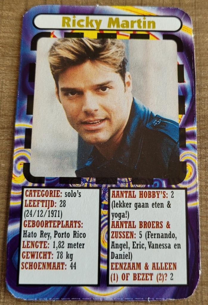 Ricky Martin: fotokaart (Joepie), Enlèvement ou Envoi, Comme neuf, Photo ou Carte
