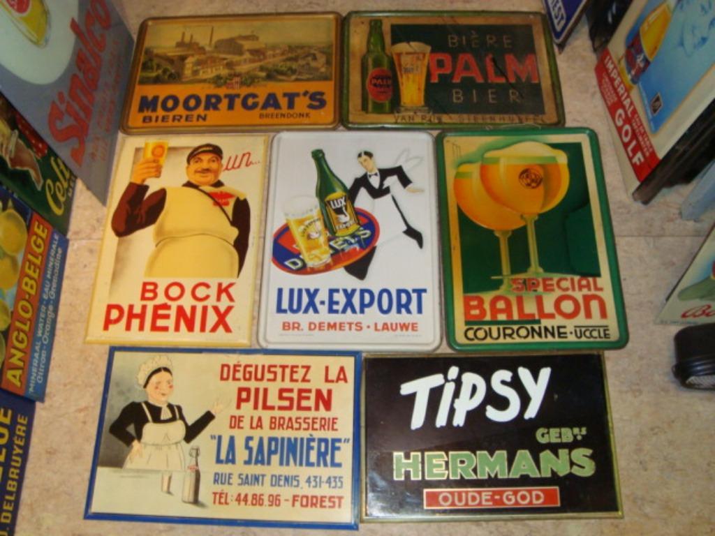 gezocht oude blikken bordjes van bier, Verzamelen, Ophalen of Verzenden