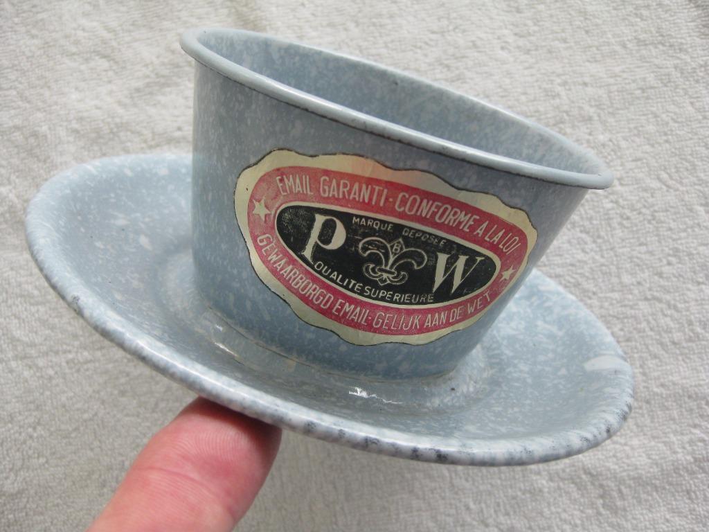 Ancien pot métallique émaillé de la marque belge PW, Ophalen of Verzenden, Gebruikt