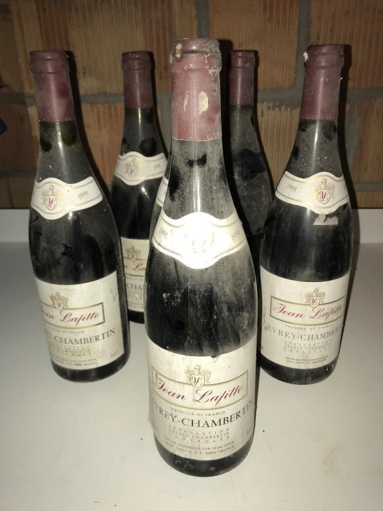 5 flessen Gevrey-Chambertin 1991 - domaine Jean Lafitte, Ophalen, Frankrijk, Nieuw, Rode wijn