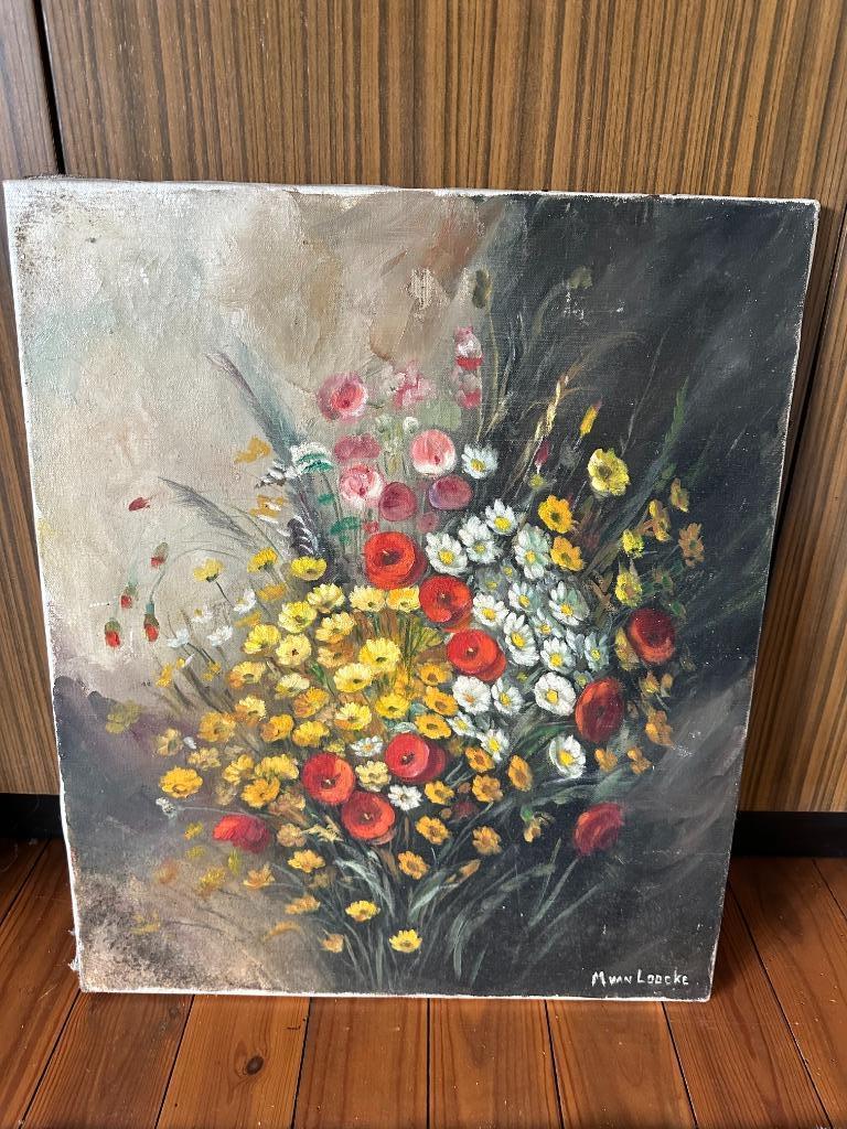 Bulkverkoop schilderijen bloemen – olie op doek, Enlèvement