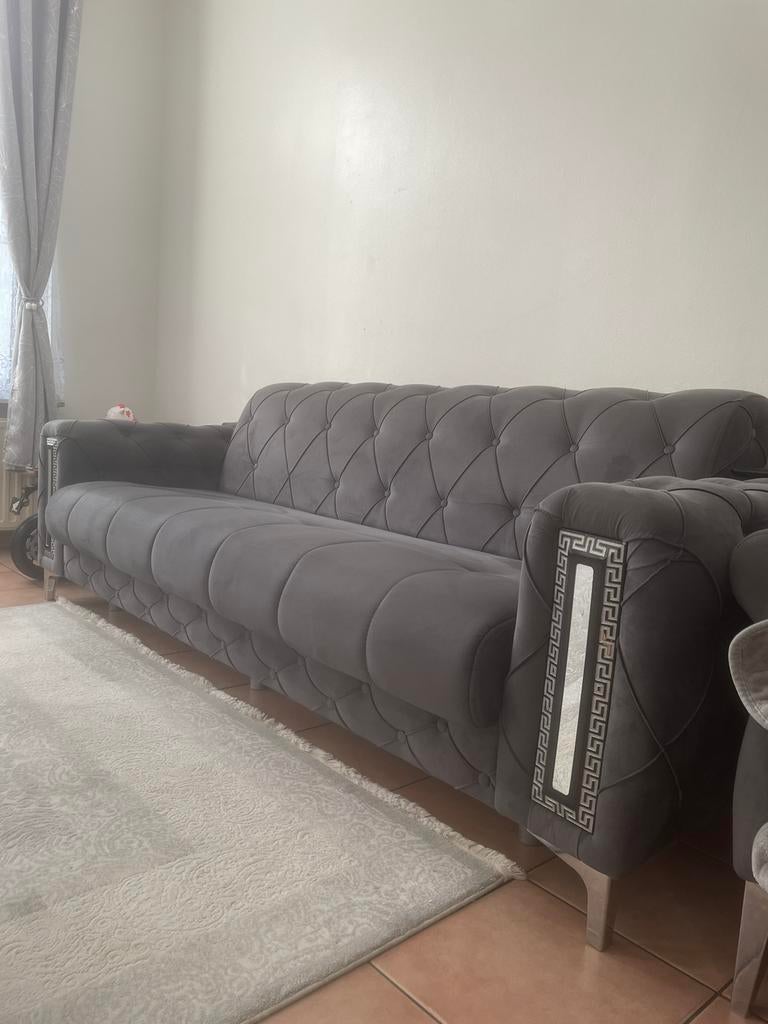 2 canapés/sofa 2 fauteuils, Ophalen, 75 tot 100 cm, Rechte bank, Stof