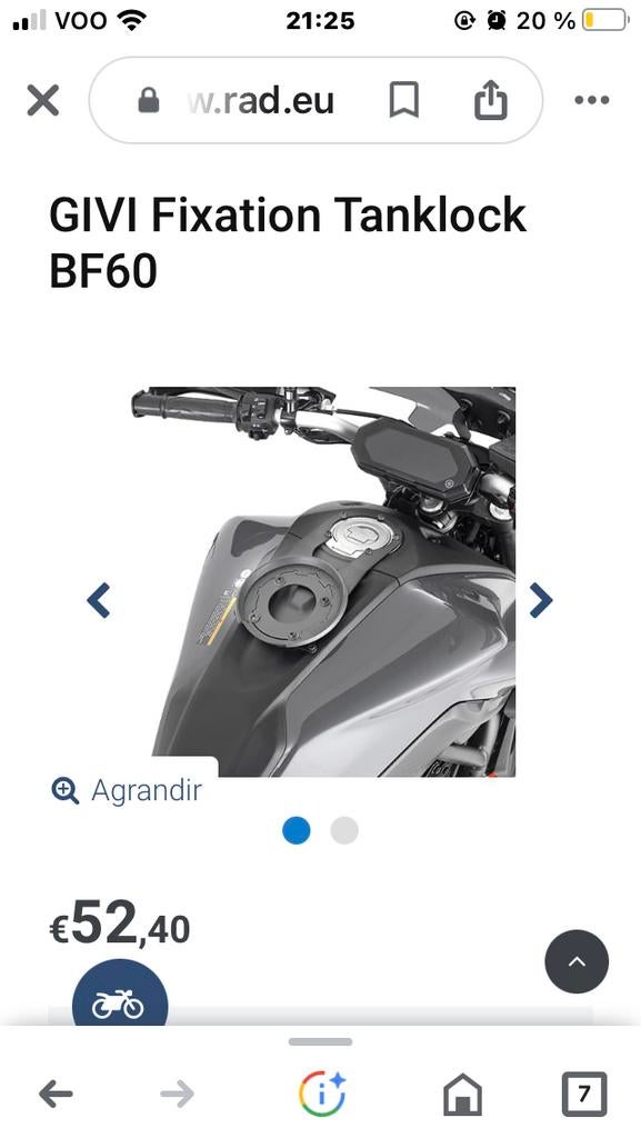 Fixation réservoir tanklock mt07, Motos, Comme neuf