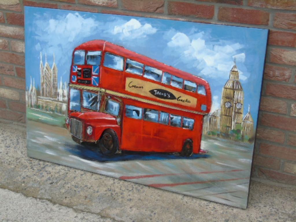 tableau en métal avec relief , BUS LONDONIEN . soldé 50%, Enlèvement, Comme neuf