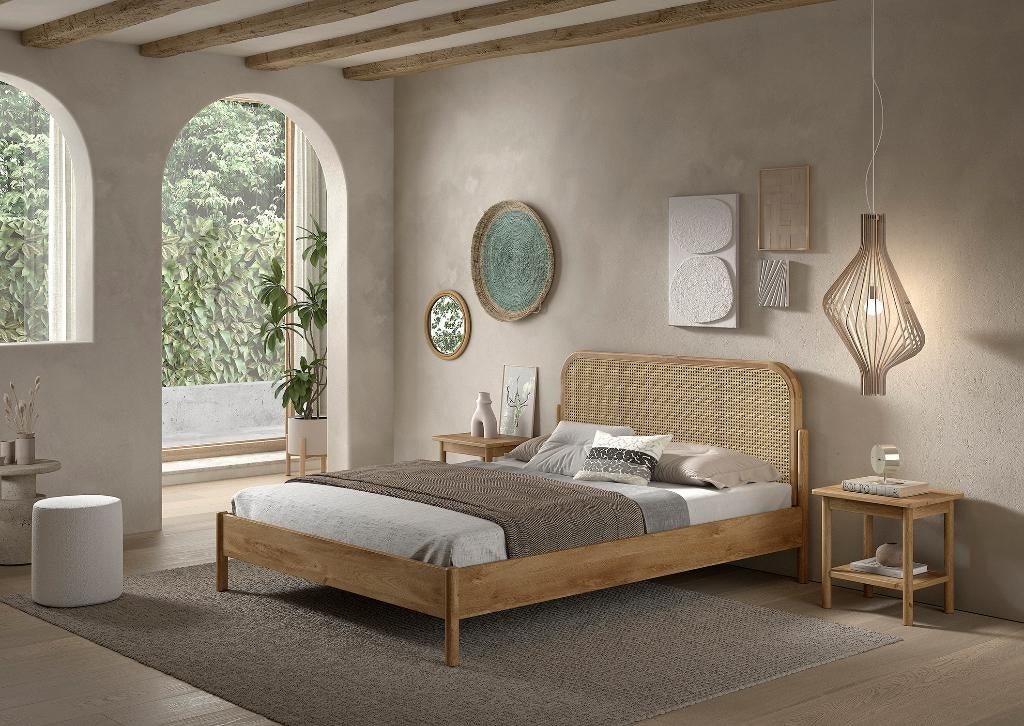 OLIVE BED 140X200CM. EIK EN ROTAN!, Ophalen, Bruin, IBIZA, 140 cm