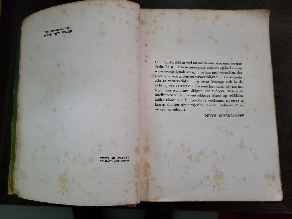 Aldous Huxley: het soma paradijs Brave New World 1934, Ophalen of Verzenden