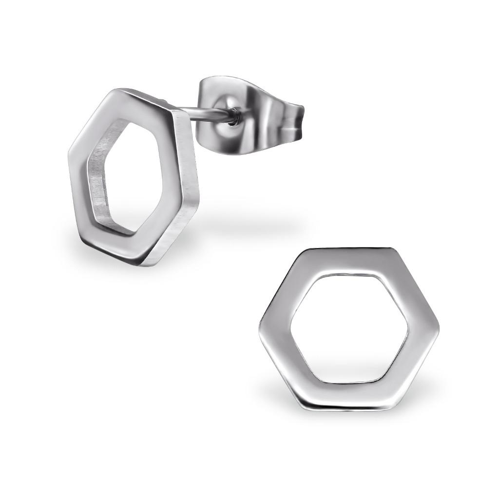 Boucles d'oreilles femme motif géométrique en acier inoxydab, Enlèvement ou Envoi, Autres matériaux, Argent, Neuf