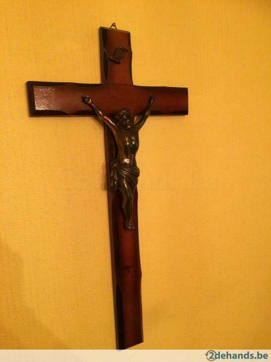 Fraai bronzen "Jezus aan het kruis" beeld, Enlèvement