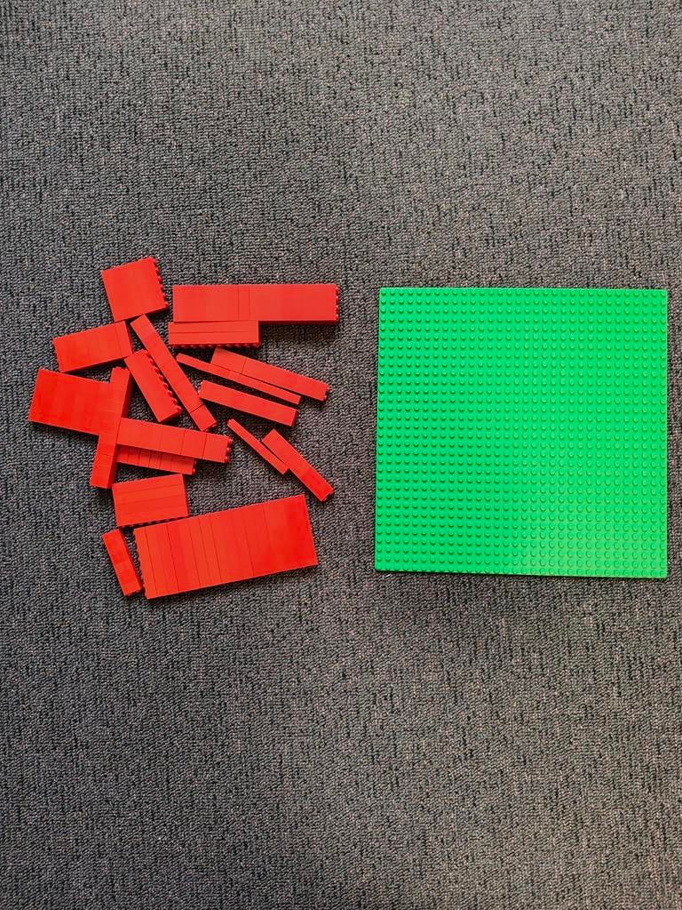 LEGO grondplaat, 140 rode bricks en lot LEGO compatibel, Enlèvement ou Envoi, Utilisé, Briques en vrac, Lego