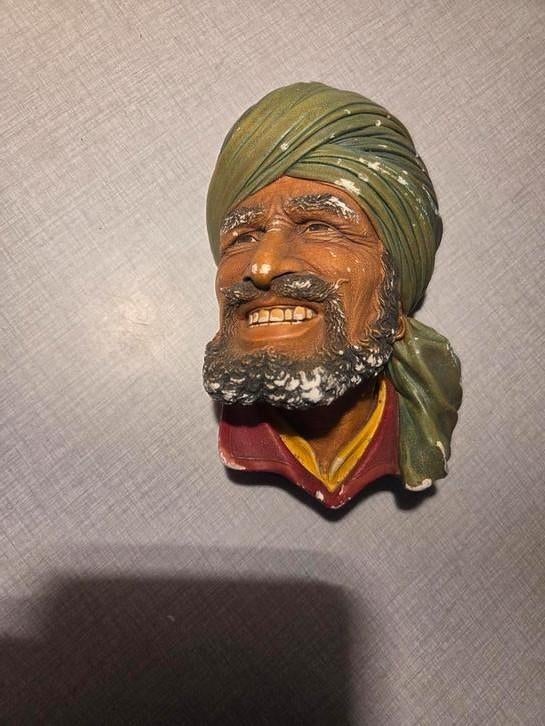 Vintage Bossons Chalkware hoofd Punjabi., Antiek en Kunst, Kunst | Beelden en Houtsnijwerken, Ophalen of Verzenden
