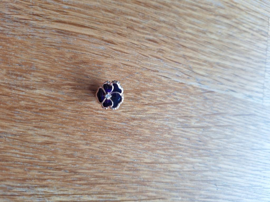 Bedel juweel zilver blauw viooltje, Pandora, Ophalen of Verzenden, Zo goed als nieuw, 1 bedel