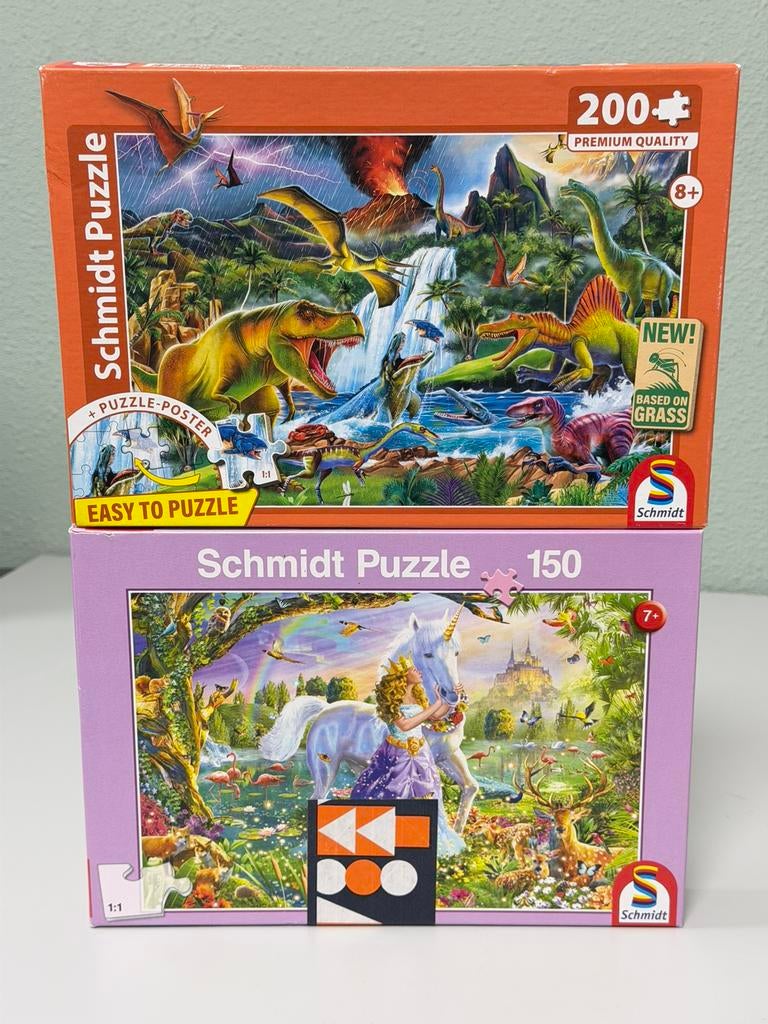 2 x puzzle Schmidt pour enfants 150 200 pièces Dino Princess, Enlèvement ou Envoi, Plus de 50 pièces, Neuf, 6 ans ou plus