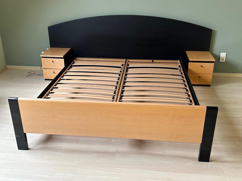 Complete slaapkamer (bed, lattoflex, commode, nachtkastjes,, Ophalen, Gebruikt, Tweepersoons, Modern