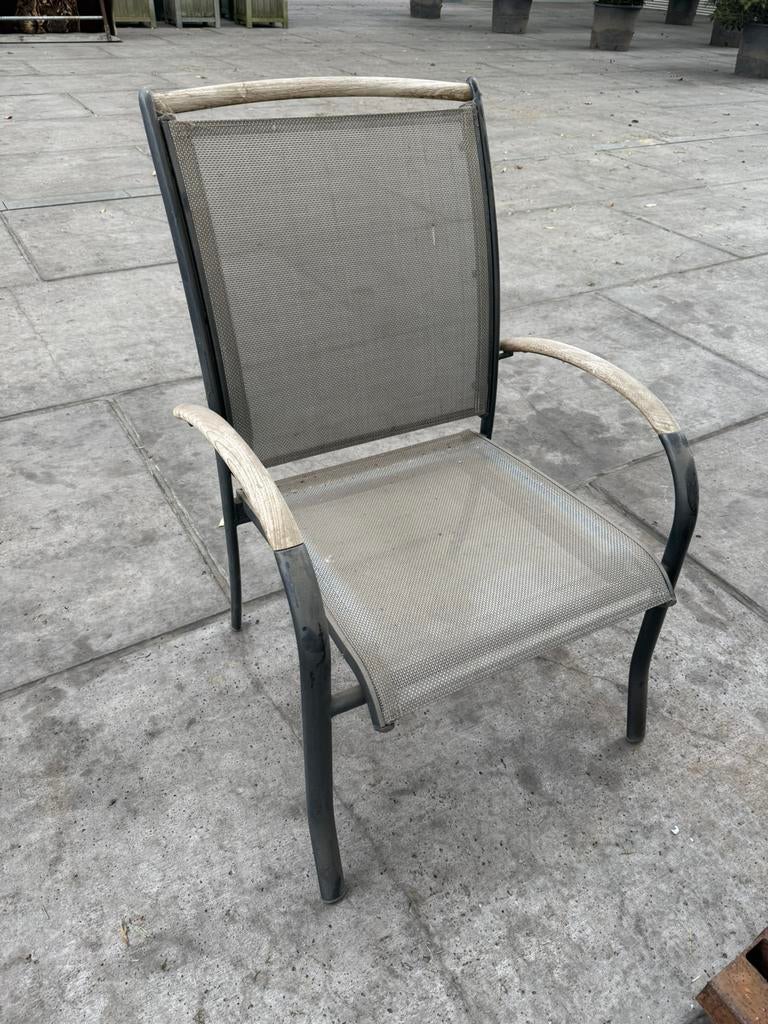 Grijze terras stoelen.. stapelbaar, Tuin en Terras, Ophalen