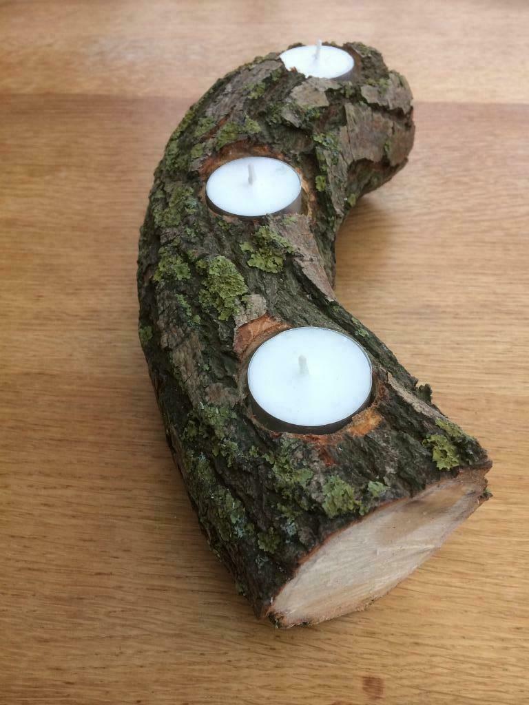 Déco Bûche Porte-Bougies, Enlèvement ou Envoi, Neuf, Bois, Bougie