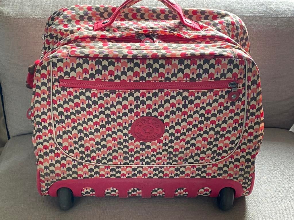 Schooltas Kipling met wieltjes, Ophalen, Zo goed als nieuw, Roze