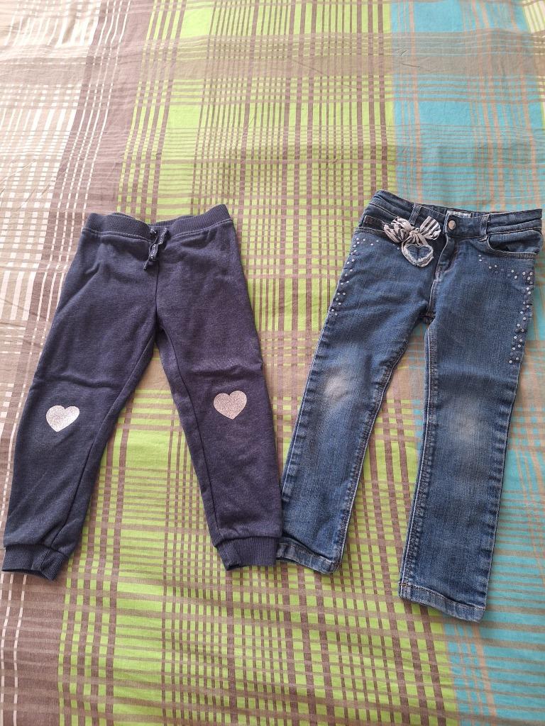 Set van 1 jeans, 1 joggingbroek en 1 shirt lange mouwen maat, Enlèvement, Utilisé, Fille