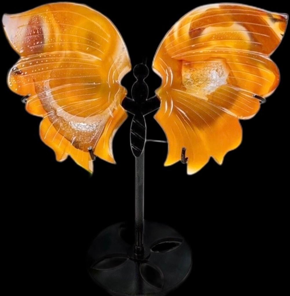 Agaat Karneool Vlinder Blad Edelsteen Geode Agate Beeld, Verzenden