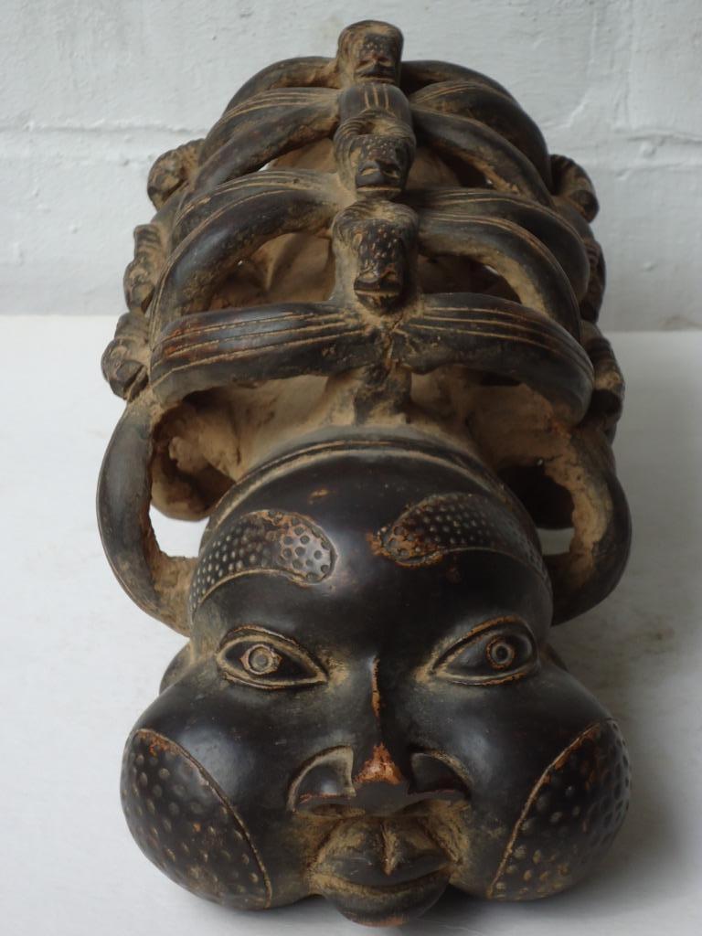 Bamun Cameroon clay bowl Kameroen aardewerk vaas pijp Afrika, Antiek en Kunst, Kunst | Niet-Westerse kunst, Ophalen