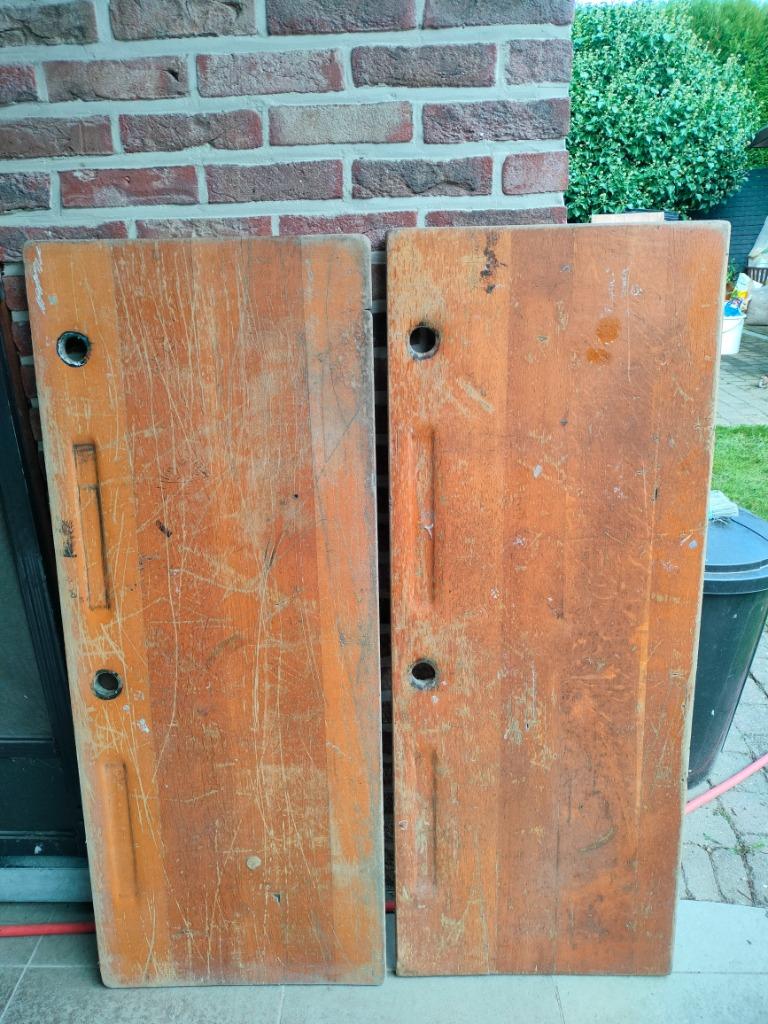 9 vieux pupitres d'école en bois (draps, taille 1959, voir i, Enlèvement
