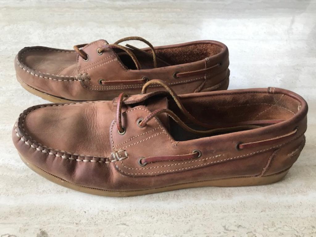Bruine lederen bootschoenen - maat 44 (nr4251), Bruin, Ophalen of Verzenden, Zo goed als nieuw, Veterschoenen