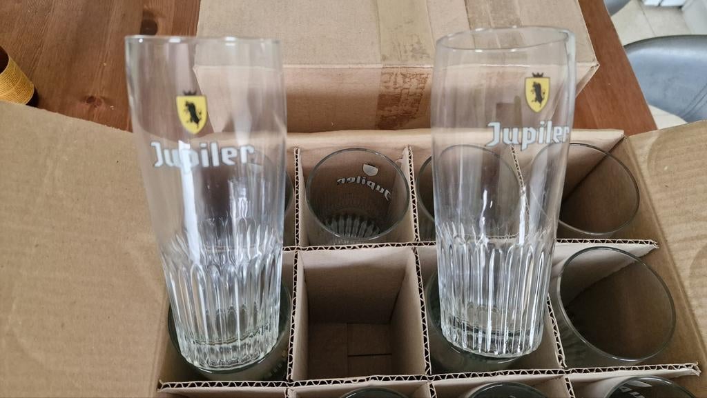 Jupiler glazen 50 cl en 25 cl, Verzamelen, Glas en Drinkglazen, Ophalen