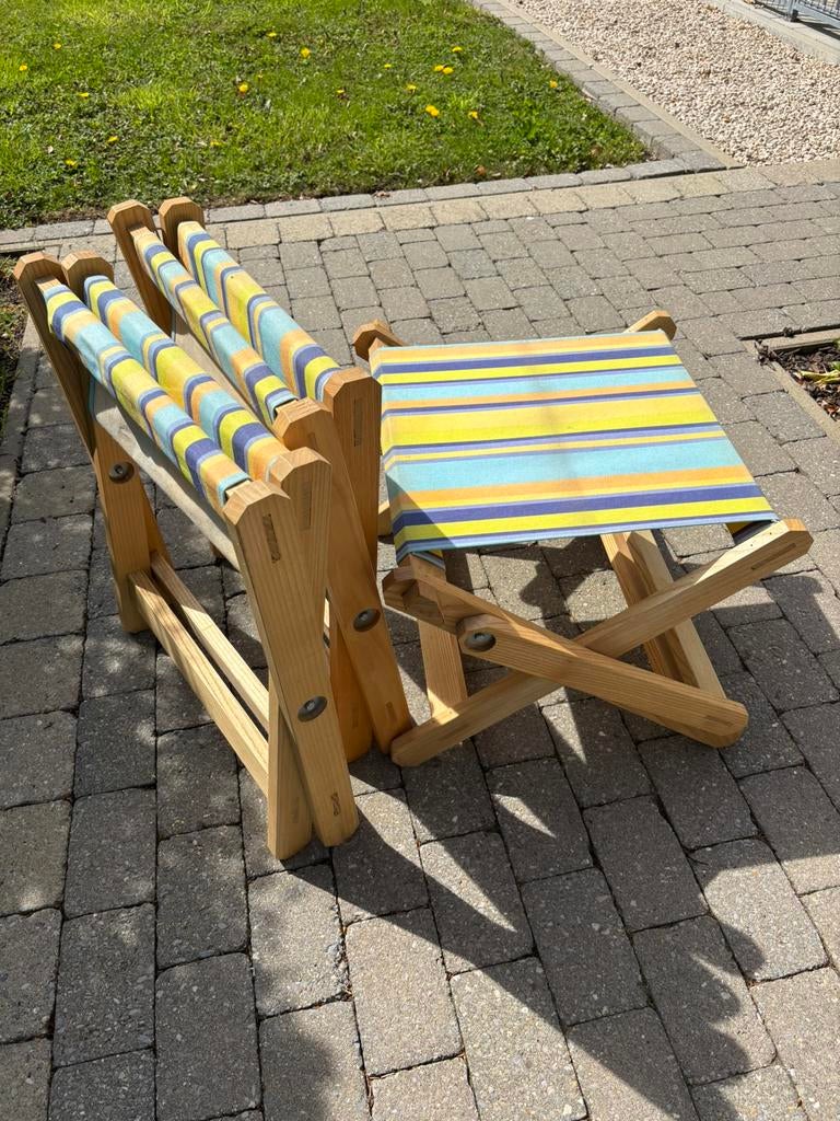 3 opvouwbare krukjes + extra stof, Ophalen, Nieuw, Campingstoel