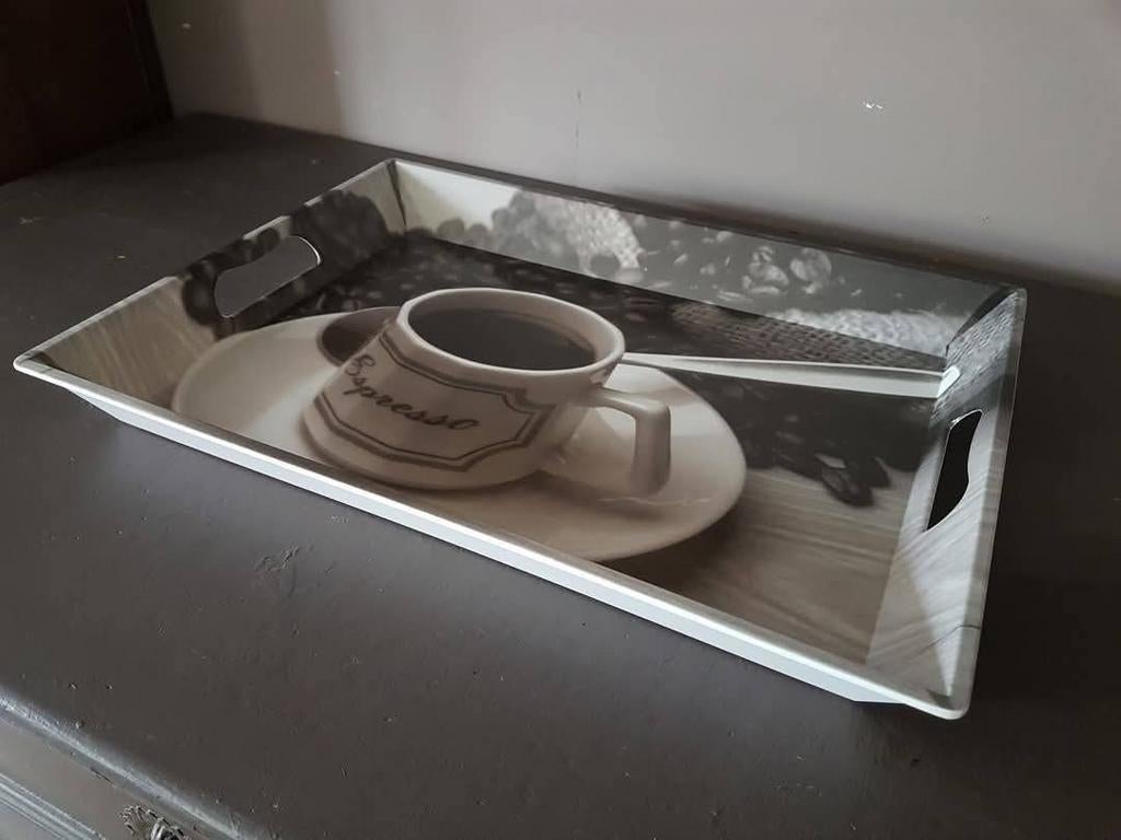 Dienblad / plateau Foto van espresso en koffiebonen  NIEUW, Ophalen, Nieuw, Rechthoekig, Kunststof
