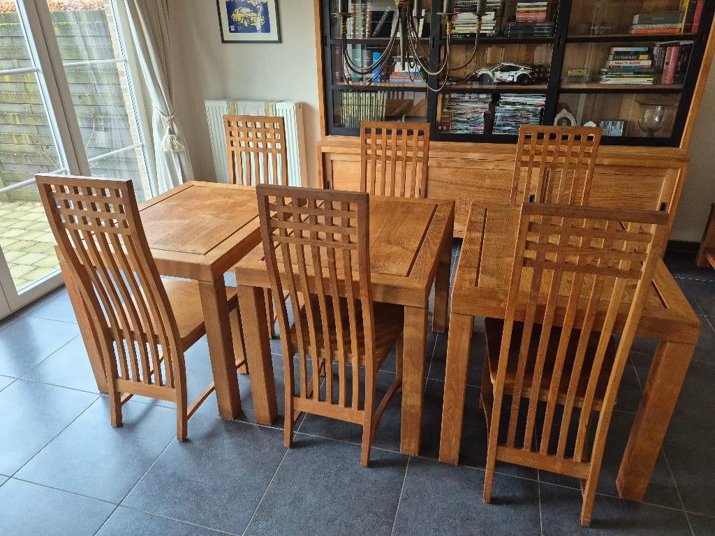 Eetafel plus stoelen, Huis en Inrichting, Ophalen, 100 tot 150 cm, Teakhout, 50 tot 100 cm