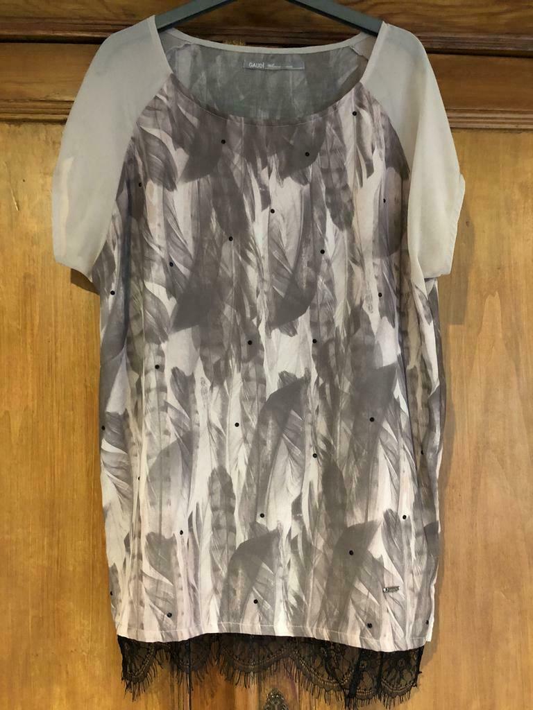 Blouse grijs/roze, merk Gaudí, maat 40, Ophalen of Verzenden, Zo goed als nieuw, Maat 38/40 (M), Grijs