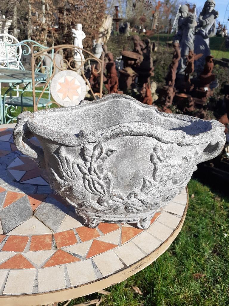 GRIJS GEPATINEERDE GIETIJZEREN PLANTENBAK, Tuin en Terras, Tuinvazen, Nieuw, Ophalen of Verzenden