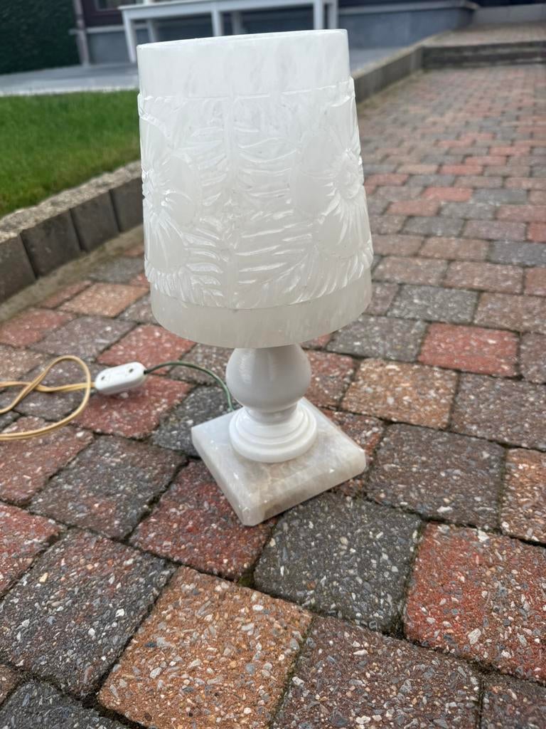 Vintage Lamp alabaster van jaren 1950, Ophalen, Zo goed als nieuw