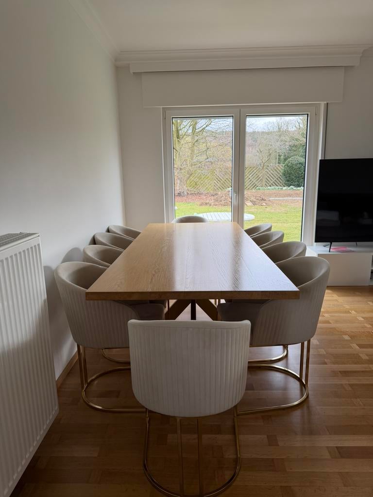 Table sur-mesure (du vrai bois)2,40m. Le prix est négociable, Ophalen, Moderne et chic, Eikenhout, Zo goed als nieuw